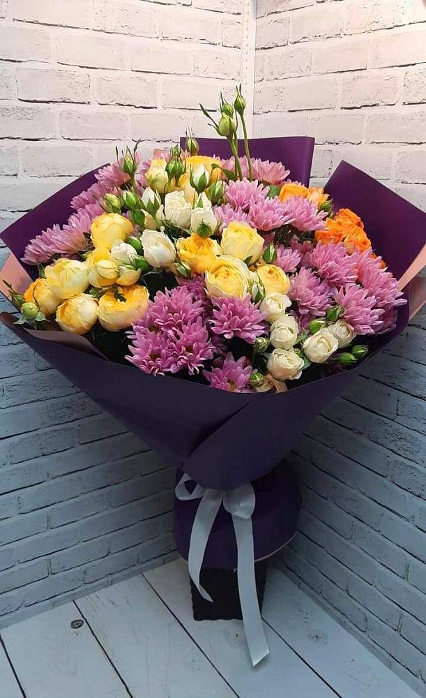 Букет цветов из: Хризантемы и Розы в Ахтимнеево
