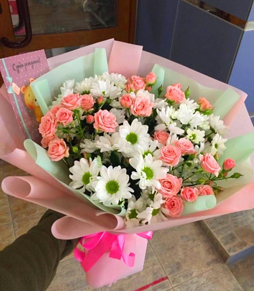 Букет цветов из: Розы и Хризантемы в Ахтимнеево